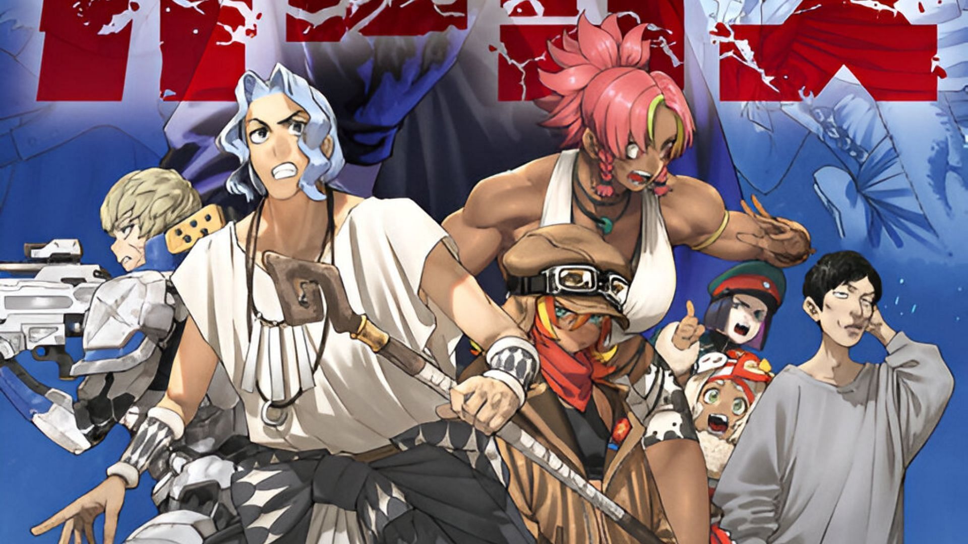 Zaybi, Keila, Samone, Iglay, Masayoshi, Wané, and Cartel as seen in the Versus manga (Image via Kodansha)